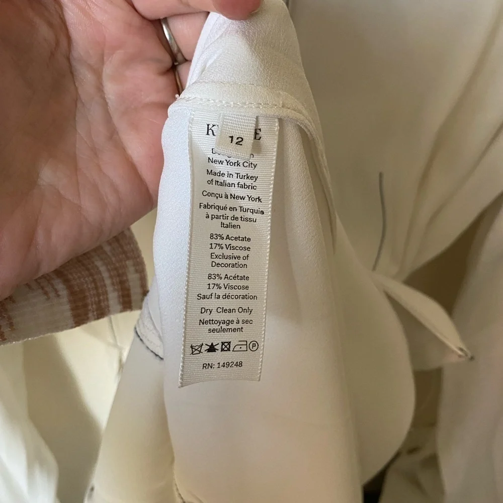 KHAITE Women’s Selena Belted Crepe De Chine Shirt Dress In White Size 12 - Picture 6 of 6